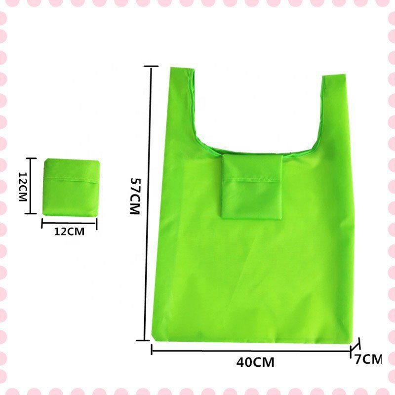 Wholesale Folding Eco Recycled Reusable Custom Portable Cloth Polyester Foldable Grocery Tote Shopping Bag