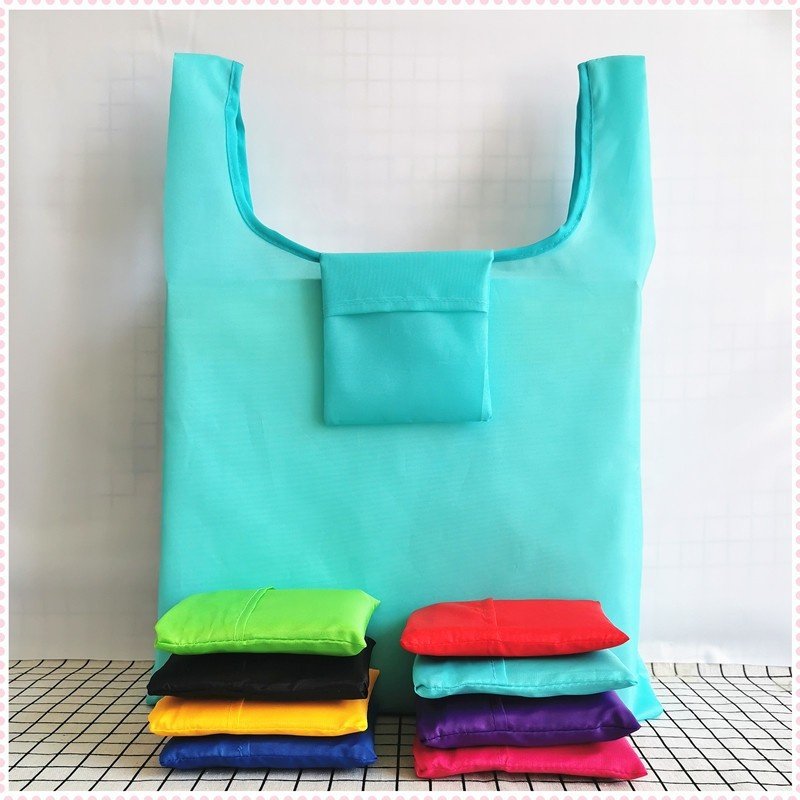 Wholesale Folding Eco Recycled Reusable Custom Portable Cloth Polyester Foldable Grocery Tote Shopping Bag