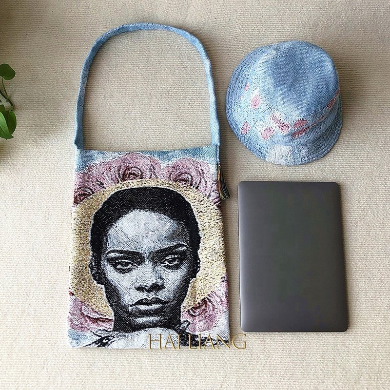 Custom women hand bags Vintage Tapestry Blanket Shopping Bag Patch Fringe Fit Laptop Mobile Phone Cosmetic Bags For Ladies