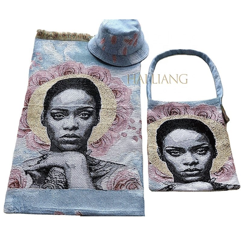 Custom women hand bags Vintage Tapestry Blanket Shopping Bag Patch Fringe Fit Laptop Mobile Phone Cosmetic Bags For Ladies
