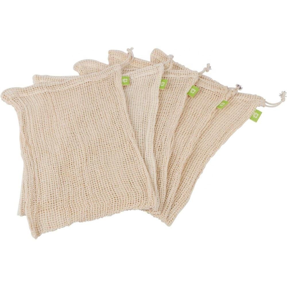 Reusable organic cotton produce bags set with drawstring for grocery shopping fruit vegetable cotton mesh bag Washable