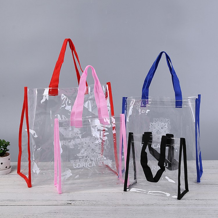 Waterproof clear Tote Bag Promotional Shopping Bag transparent Pvc Handle Makeup Bag