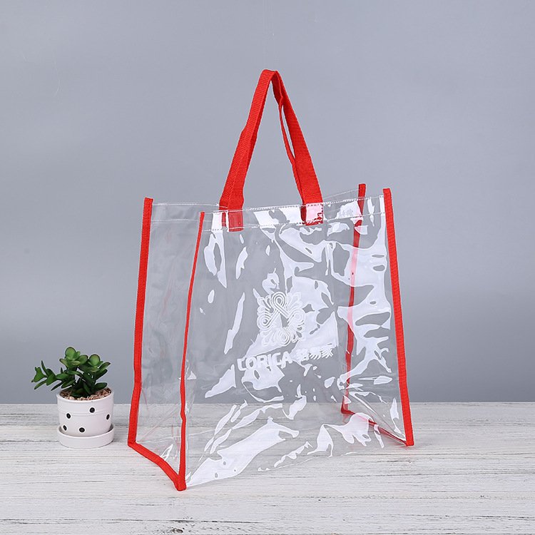 Waterproof clear Tote Bag Promotional Shopping Bag transparent Pvc Handle Makeup Bag