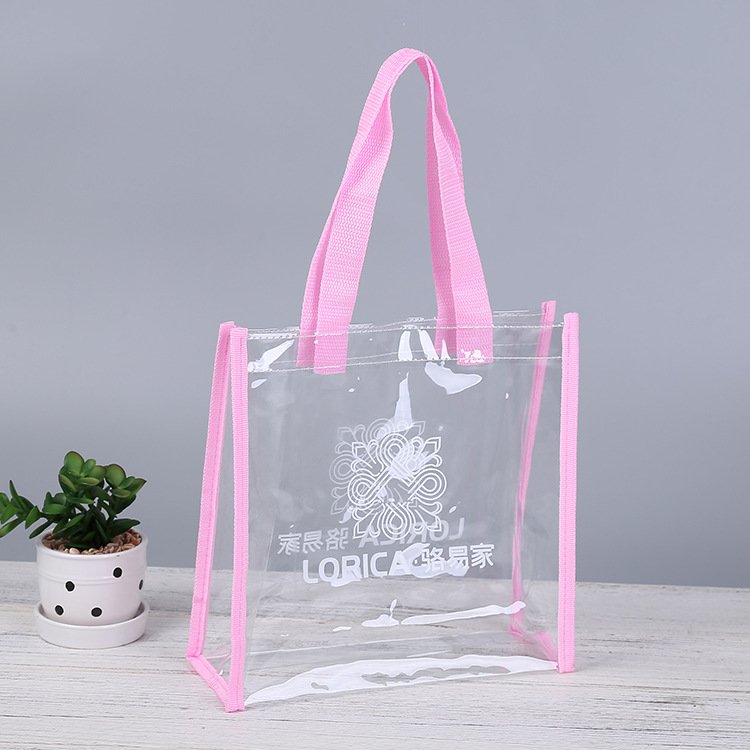 Waterproof clear Tote Bag Promotional Shopping Bag transparent Pvc Handle Makeup Bag