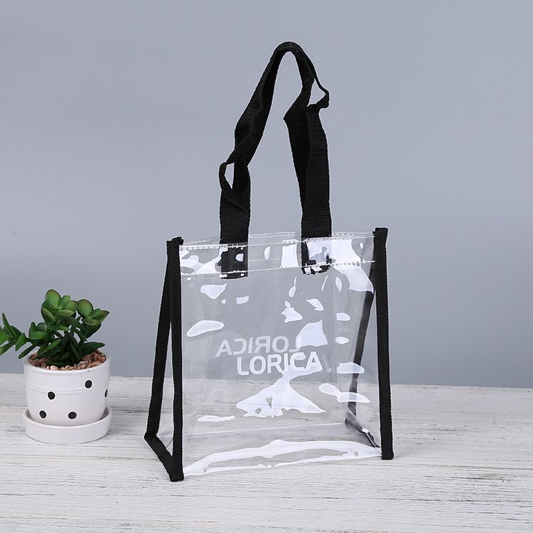 Waterproof clear Tote Bag Promotional Shopping Bag transparent Pvc Handle Makeup Bag