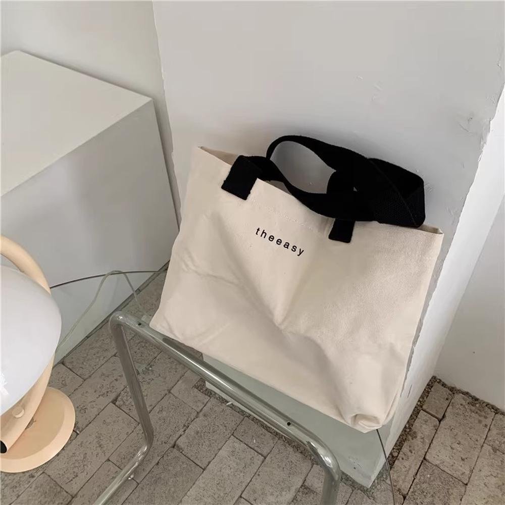 Direct Factory Price Customize Canvas Gentle Woman Letters Tote Casual Shopping Bag New Design Trendy for Women