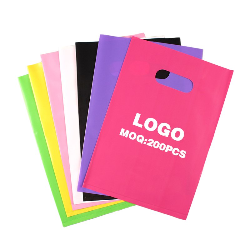 Custom Design Printed logo Reusable Storage Convenient Waterproof thank you plastic shopping bags for small business