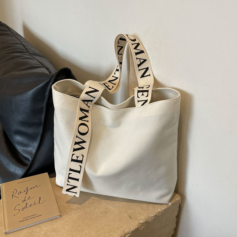 Eco Friendly Custom Logo Canvas Cotton Horizontal Style Large Capacity Cheap shopping Luxury bag