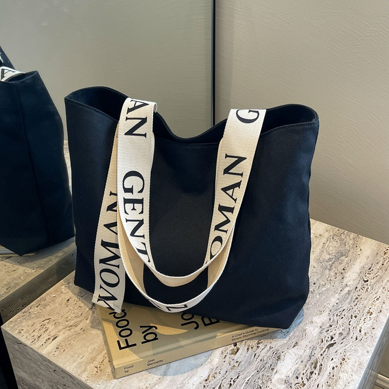 Eco Friendly Custom Logo Canvas Cotton Horizontal Style Large Capacity Cheap shopping Luxury bag