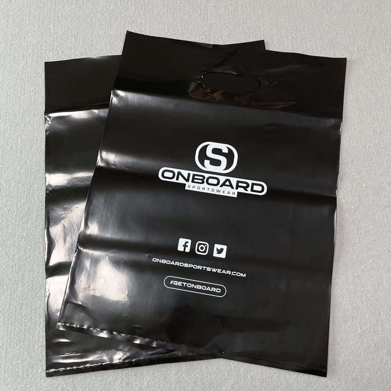 Custom Printed Logo Personalized PE ldpe Plastic Clothing Die Cut Shopping Tote Bags With Handle