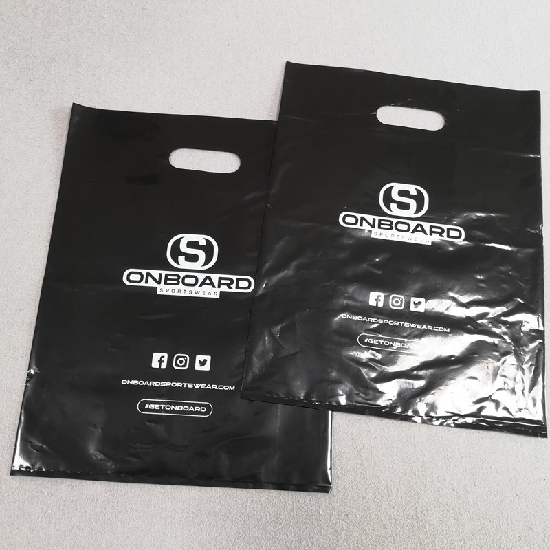 Custom Printed Logo Personalized PE ldpe Plastic Clothing Die Cut Shopping Tote Bags With Handle