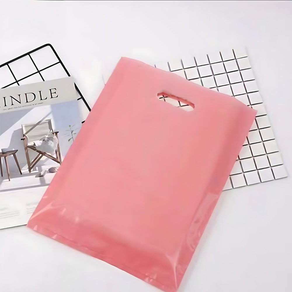 Custom Printed Logo Handle Plastic Shopping Bag Die Cut Clothing/Shoes/Underwear/Socks Packing Supermarket Gift Packing Included