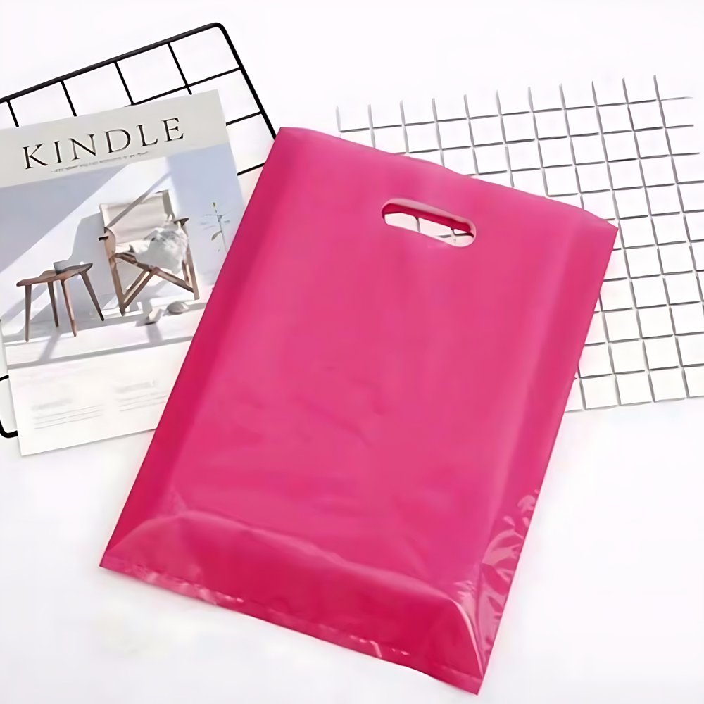 Custom Printed Logo Handle Plastic Shopping Bag Die Cut Clothing/Shoes/Underwear/Socks Packing Supermarket Gift Packing Included