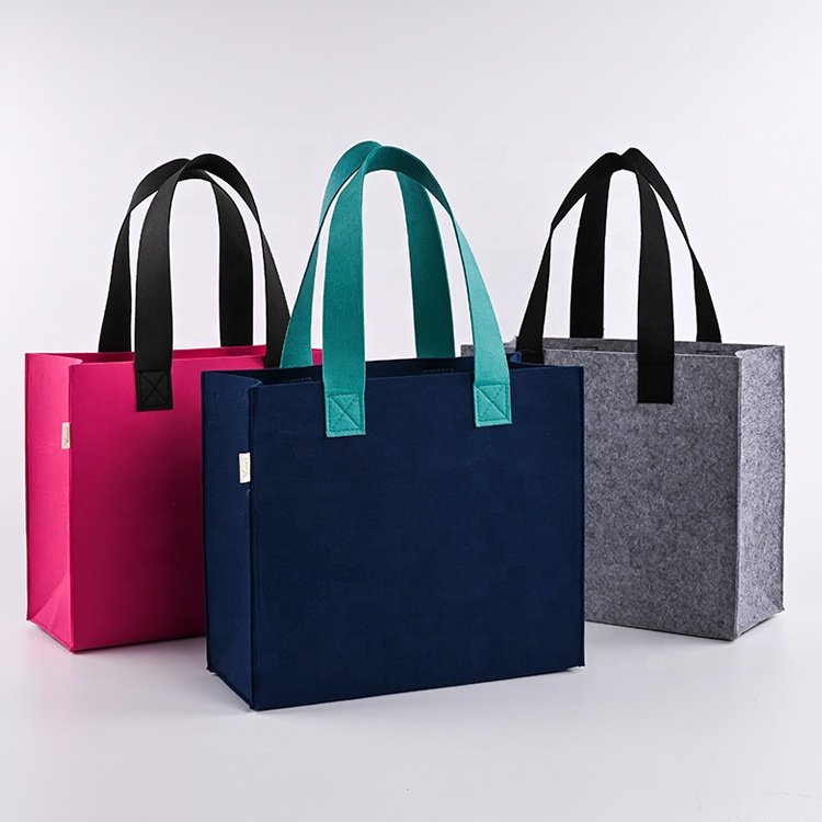 Custom Logo Eco-Friendly Casual Large Capacity Felt Tote Women Felt Bag Handbags Wool Felt Shopping Bag