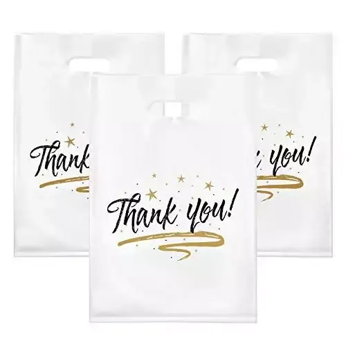 Custom Printing Retail Thank You Shopping Bags With Handle For Boutique Die Cut Plastic Bags With Own Logo