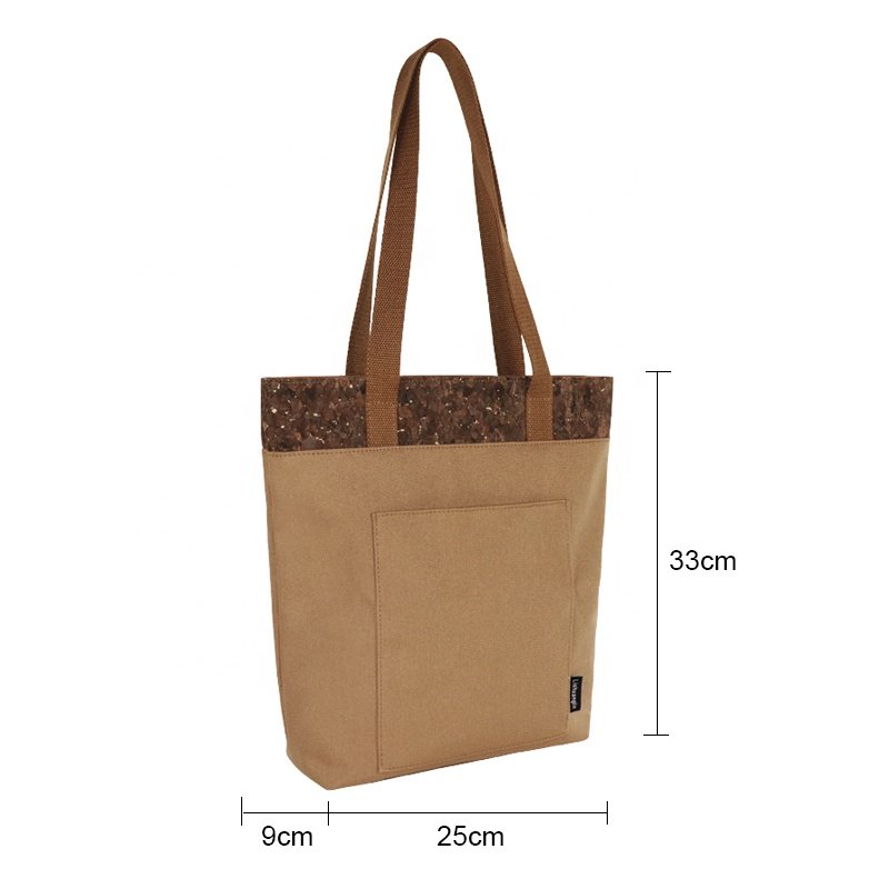 Organic Eco-friendly Handbag Coffee Carbon Fiber Tote Shopping Bag Custom Logo Cork Wooden Fashion Casual Bag