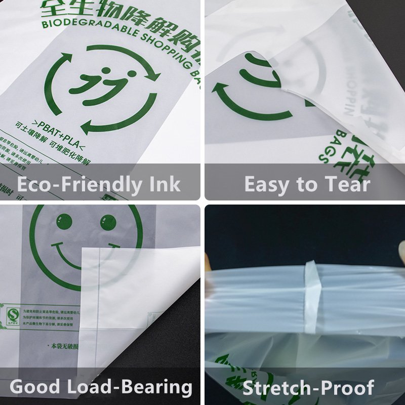 Fashion wholesale 100% biodegradable sustainable cornstarch household kitchen food waste compostable easy tie handle trash bags