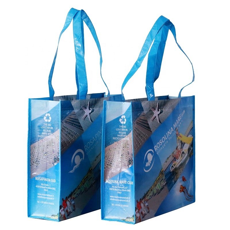 Wholesale Italy market custom printed eco friendly reusable recycled grocery laminated non-woven rpet tote shopping bag