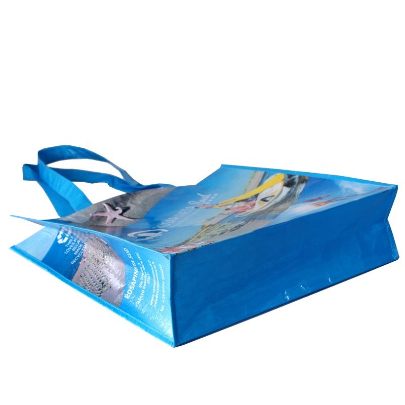Wholesale Italy market custom printed eco friendly reusable recycled grocery laminated non-woven rpet tote shopping bag
