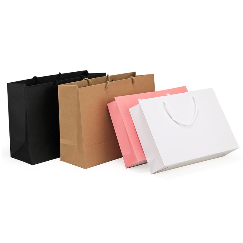 Custom Paper Packaging Shopping Bag for Gift with Rope Handle Printing Logo Wholesale Square Gift Shopping Paper Bag
