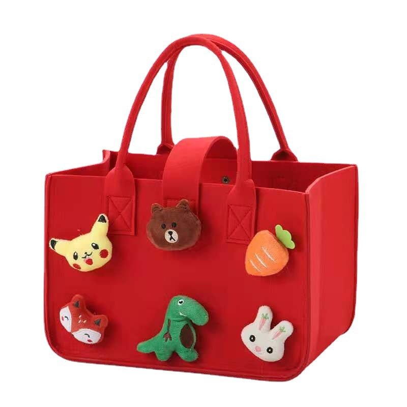 online shopping manufacturers kids toys eco-friendly custom logo small pink felt carry shopping tote gift bag