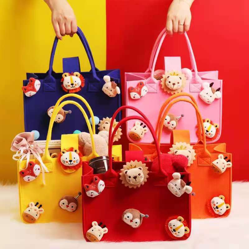 online shopping manufacturers kids toys eco-friendly custom logo small pink felt carry shopping tote gift bag