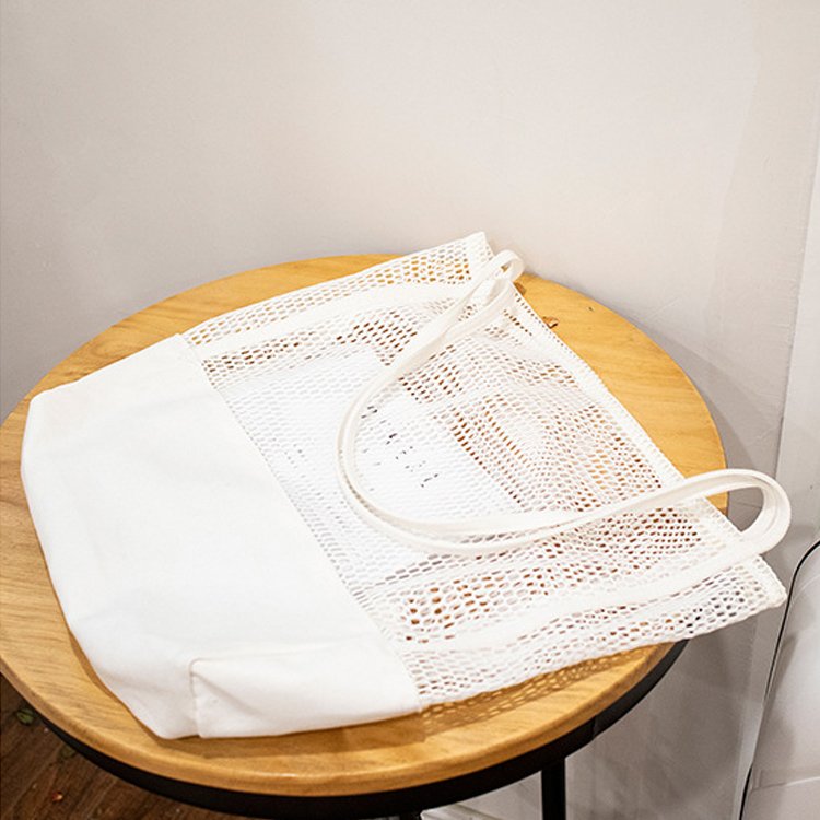 Custom Logo Large Capacity Grocery Portable Beach Cotton Nylon Mesh Shopping Bag For Fruits