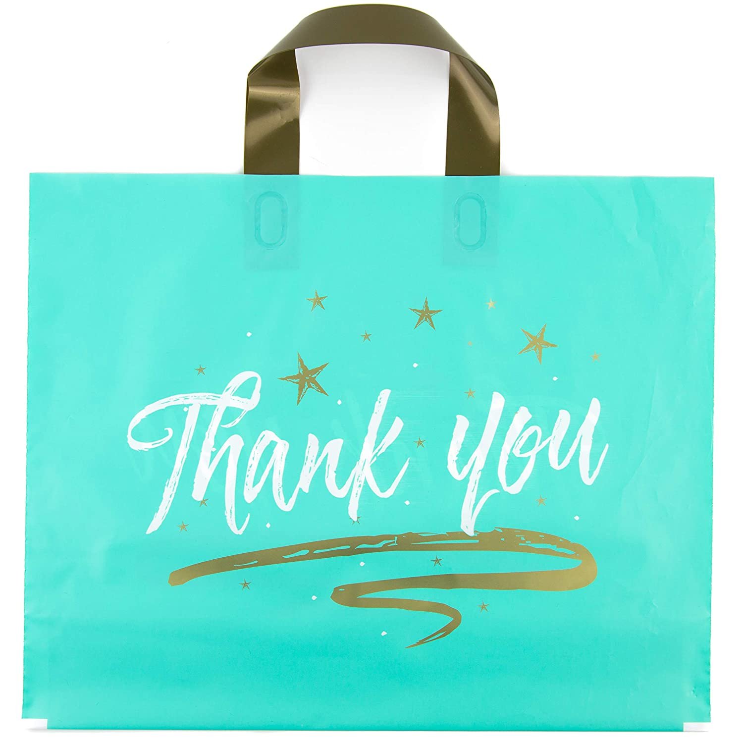 12"x 15" Thank You Gift Bags Plastic Retail Shopping Goodie Bag with Gusset Soft Loop Handles for Shoes Underwear Socks
