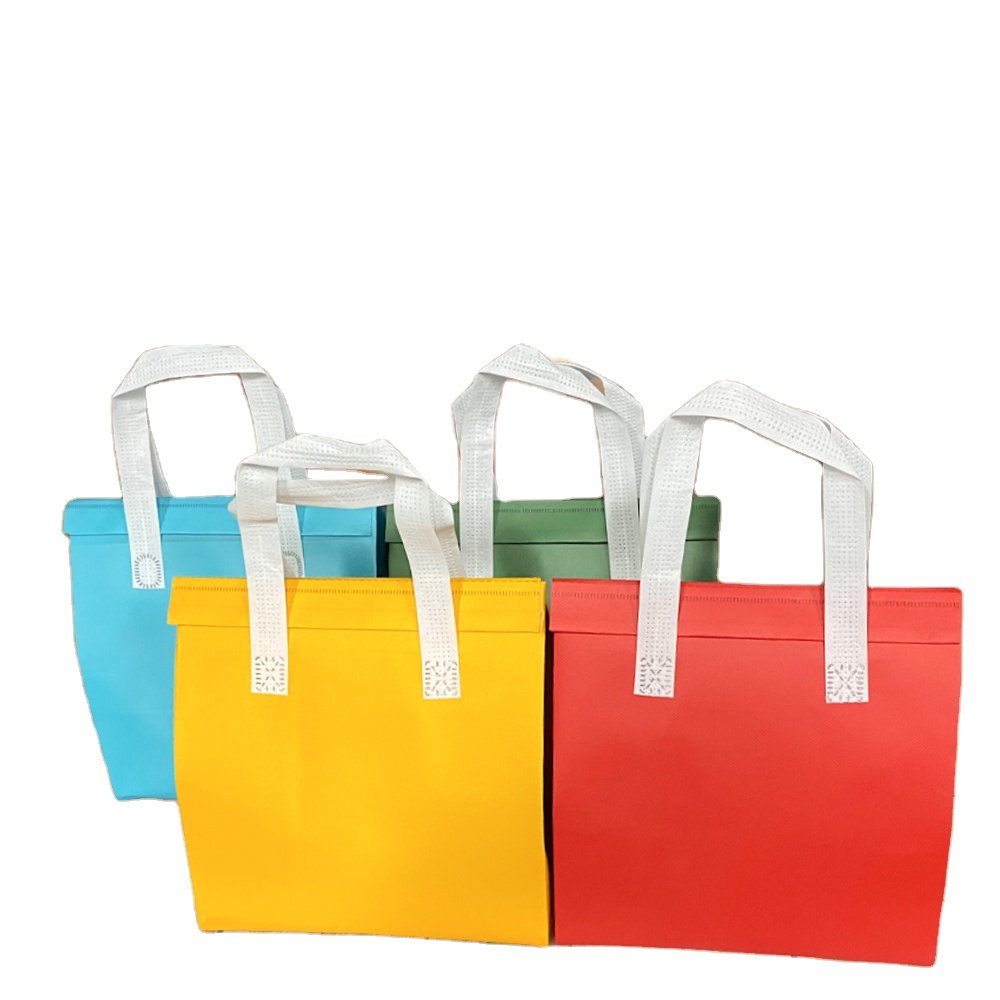 Custom Waterproof Collapsible Non woven Aluminum Foil Cooler takeaway Food packaging Insulated Lunch Eco tote Bags for Drinks