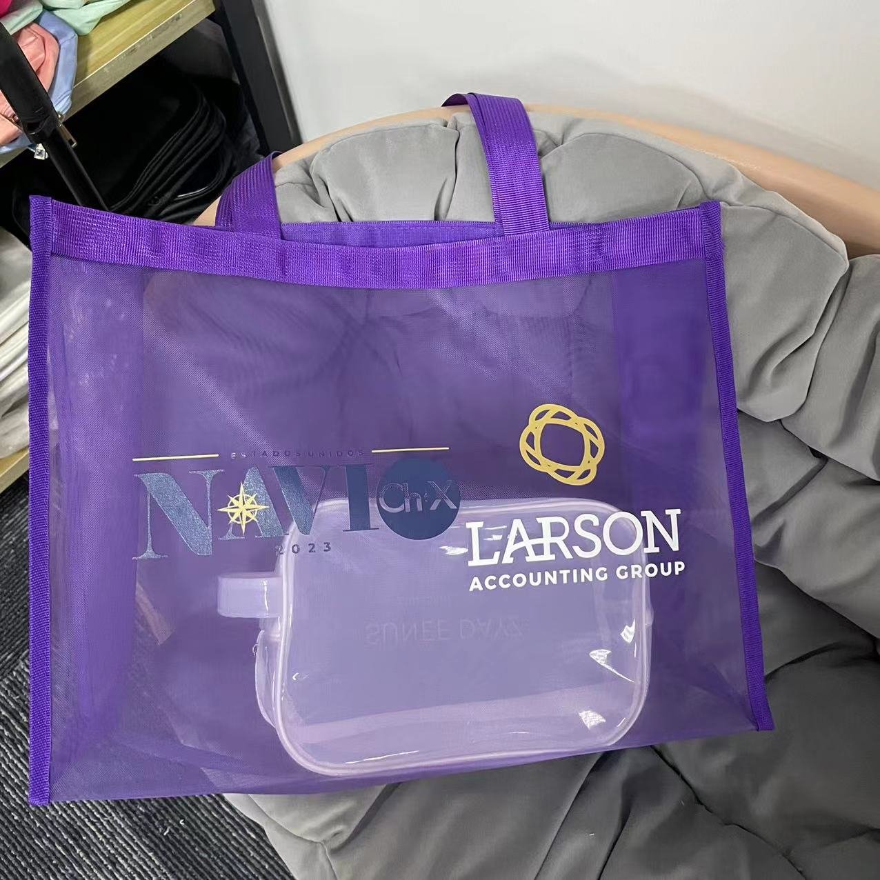 Custom Logo Black Mesh Tote Bag Multi Colors Polyester Shopping Bag for Swimming Use