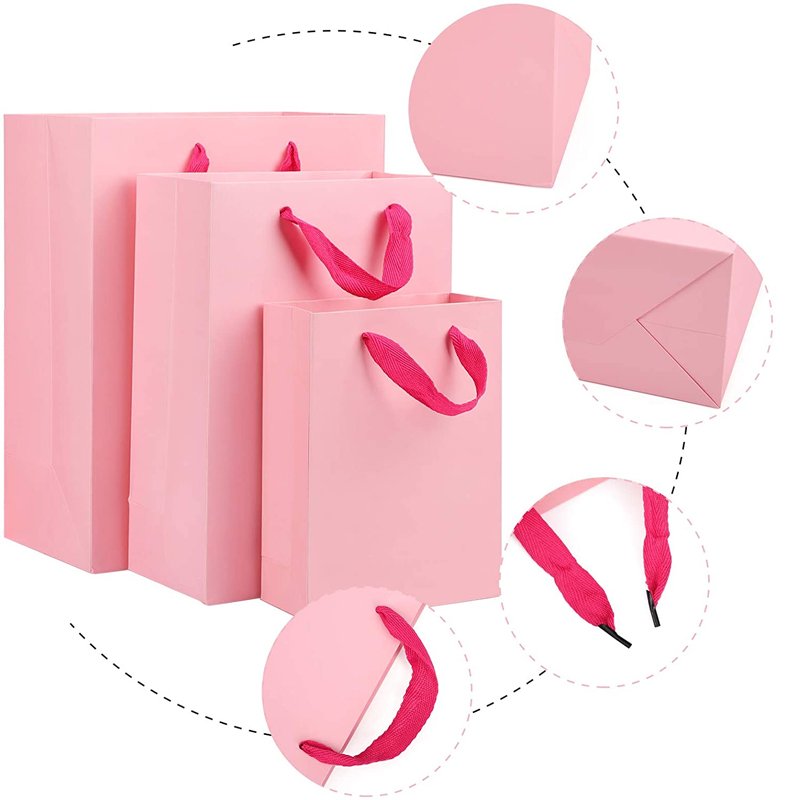 Customize your logo gift wrapping paper bag solid color cardboard shopping bag with rope handle