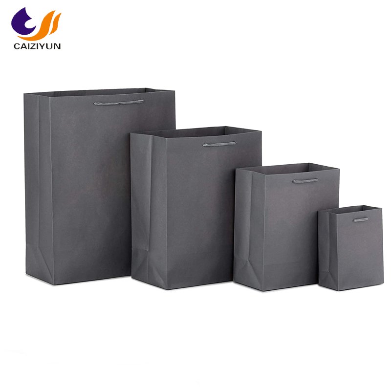 Customize your logo gift wrapping paper bag solid color cardboard shopping bag with rope handle