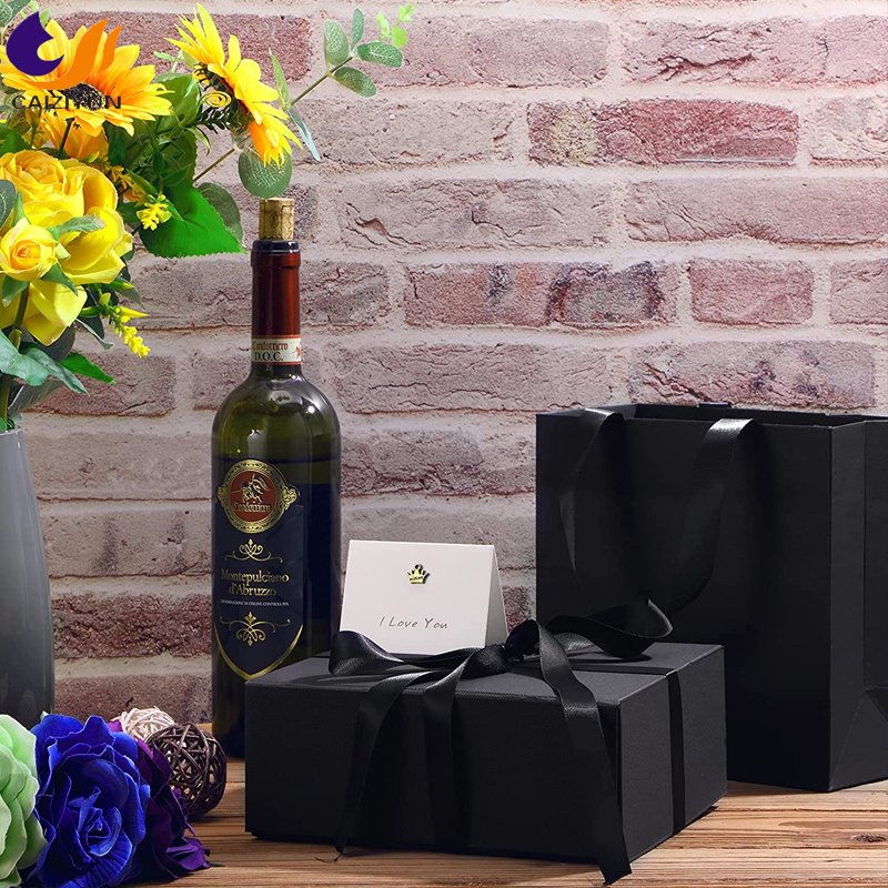 Customize your logo gift wrapping paper bag solid color cardboard shopping bag with rope handle