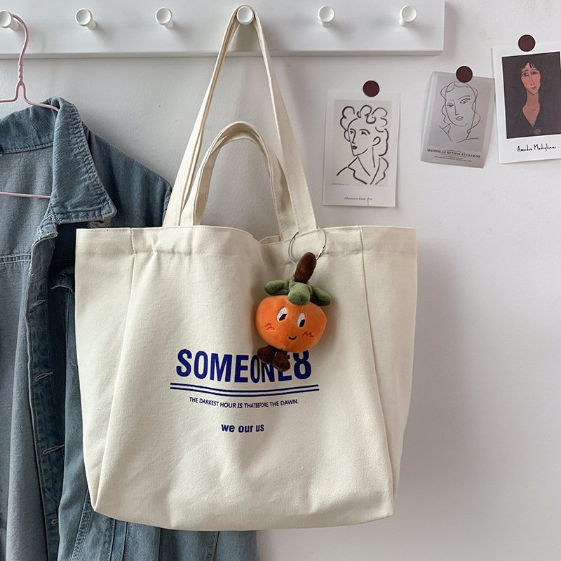 Eco friendly custom logo reusable double handles gift cloth fabric canvas cotton shopping tote bag