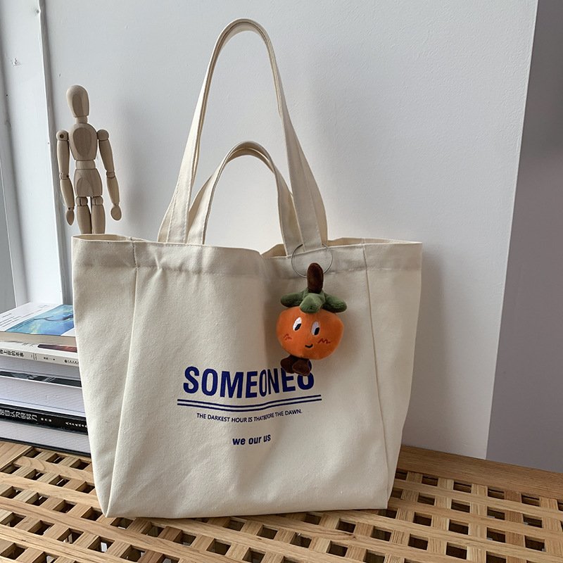 Eco friendly custom logo reusable double handles gift cloth fabric canvas cotton shopping tote bag