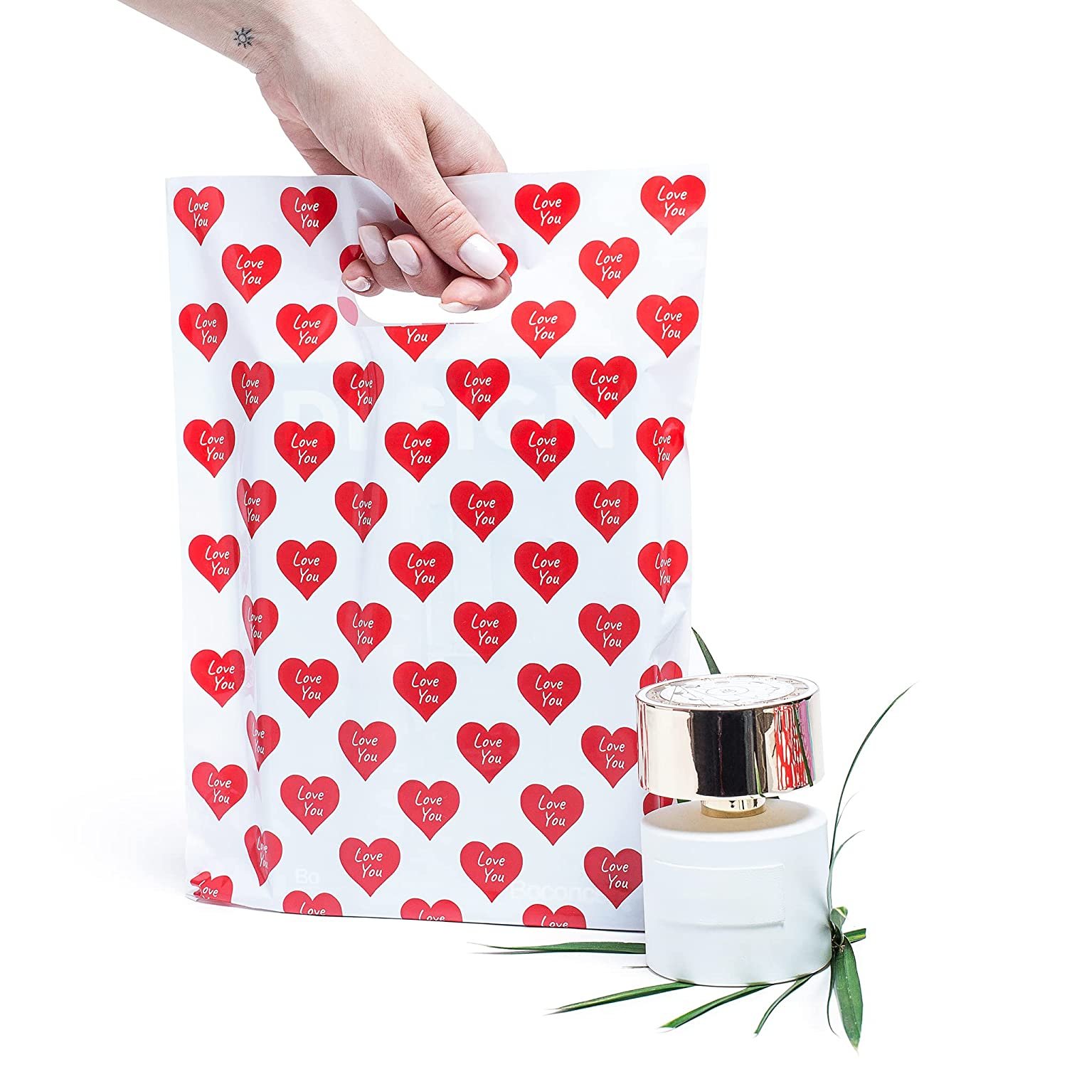 Double Printing PE Thank You Shopping Bags For Small Business with Die Cut Handles