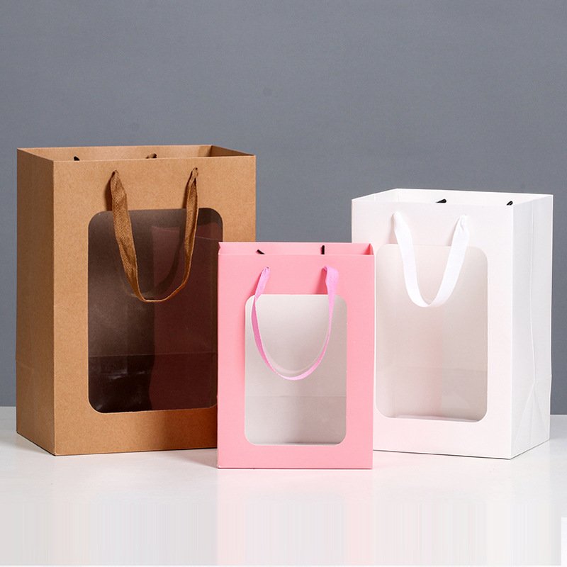 Pink White Brown Black Promotional Gift Paper Shopping Bags