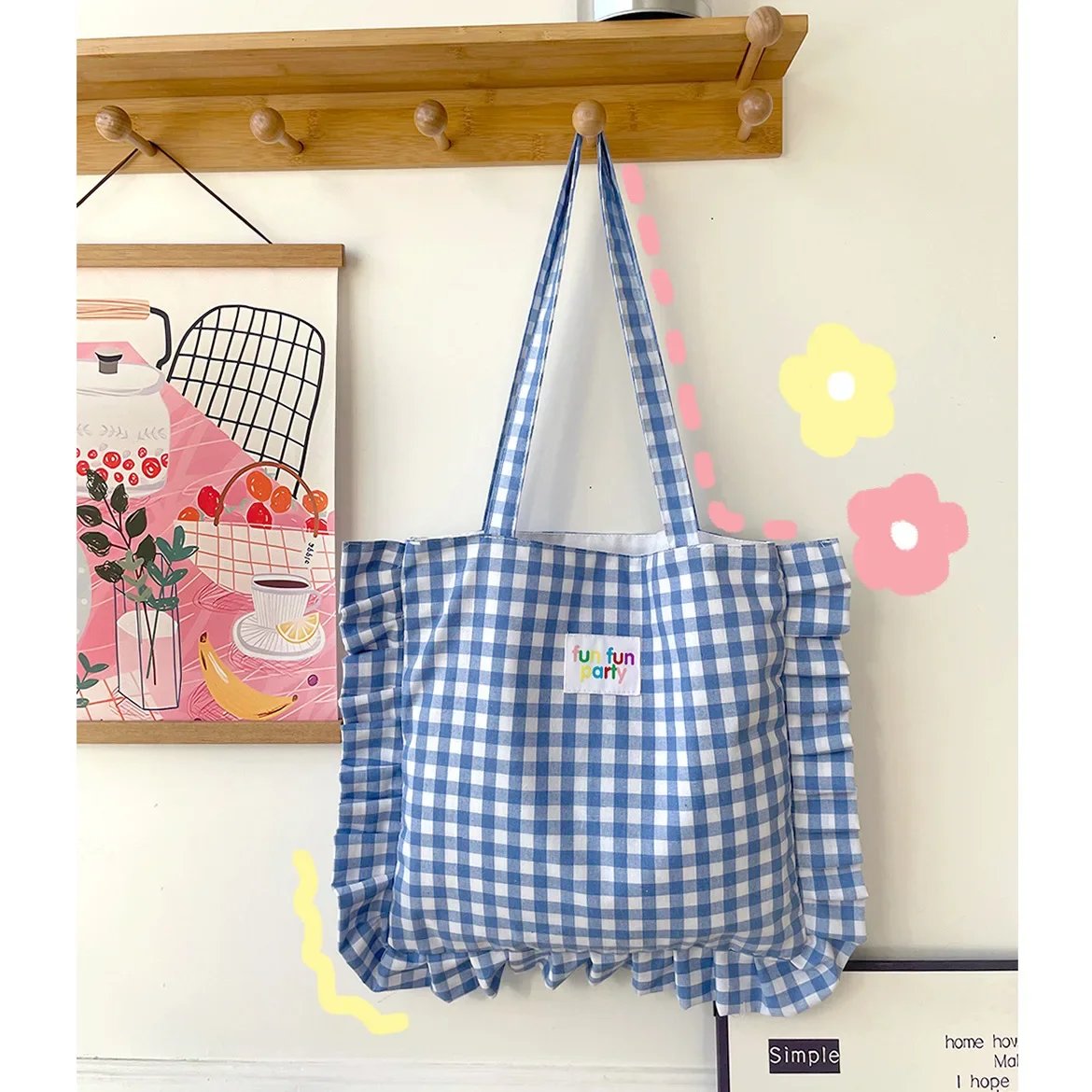 Fashion Ruffle Cute Ladies Shoulder Bag Sweet Plaid Women's Handbag Simple Casual Travel Female Armpit Shopping Bags Tote Purse