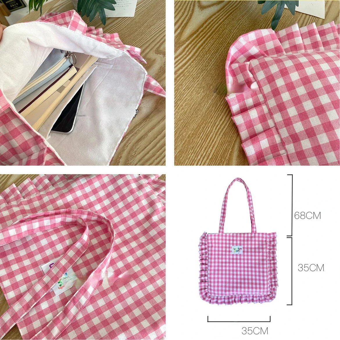 Fashion Ruffle Cute Ladies Shoulder Bag Sweet Plaid Women's Handbag Simple Casual Travel Female Armpit Shopping Bags Tote Purse