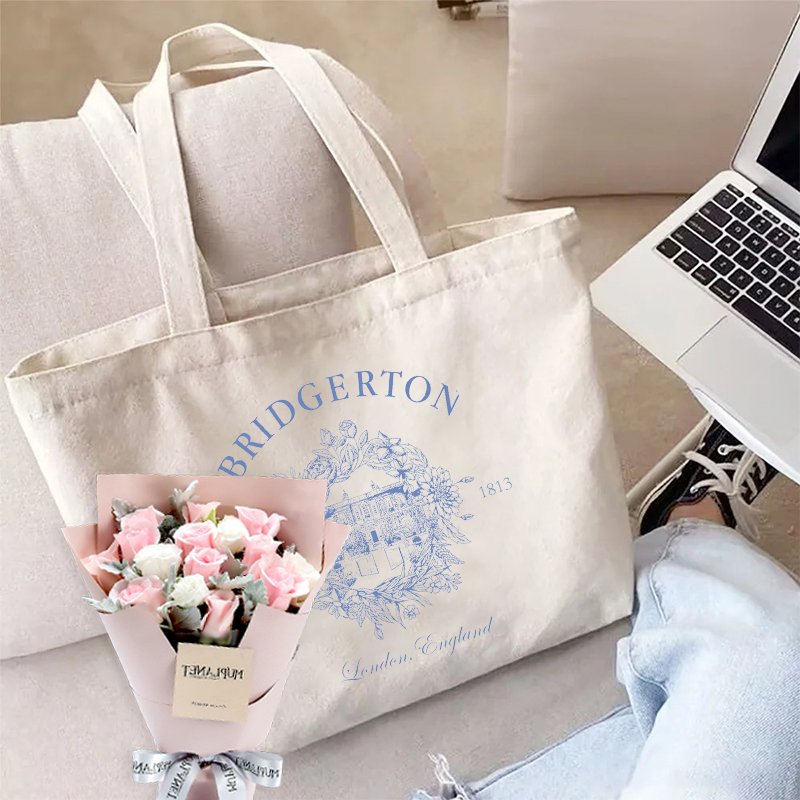 1 pc Penelope Colin Bridgerton Season 3 pattern Tote Canvas Personalized Shoulder Bag For Travel Women's Reusable Shopping Bag