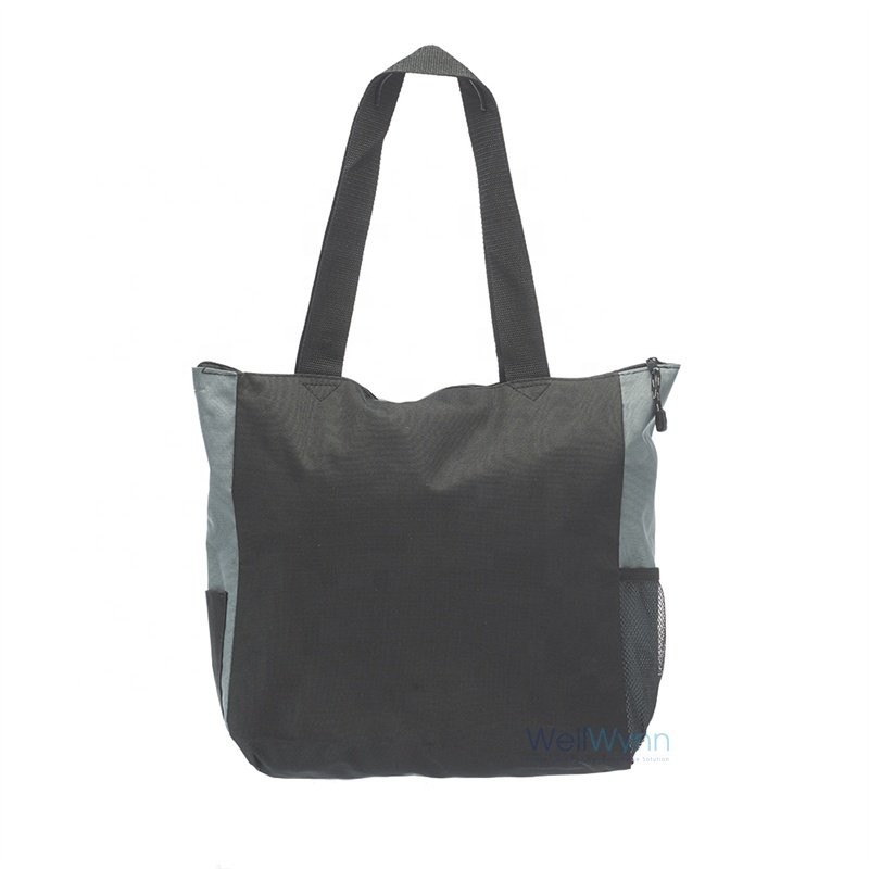 Custom Reusable Large Capacity Multifunctional Trade Show 600D Polyester Tote Bag With Front Pocket