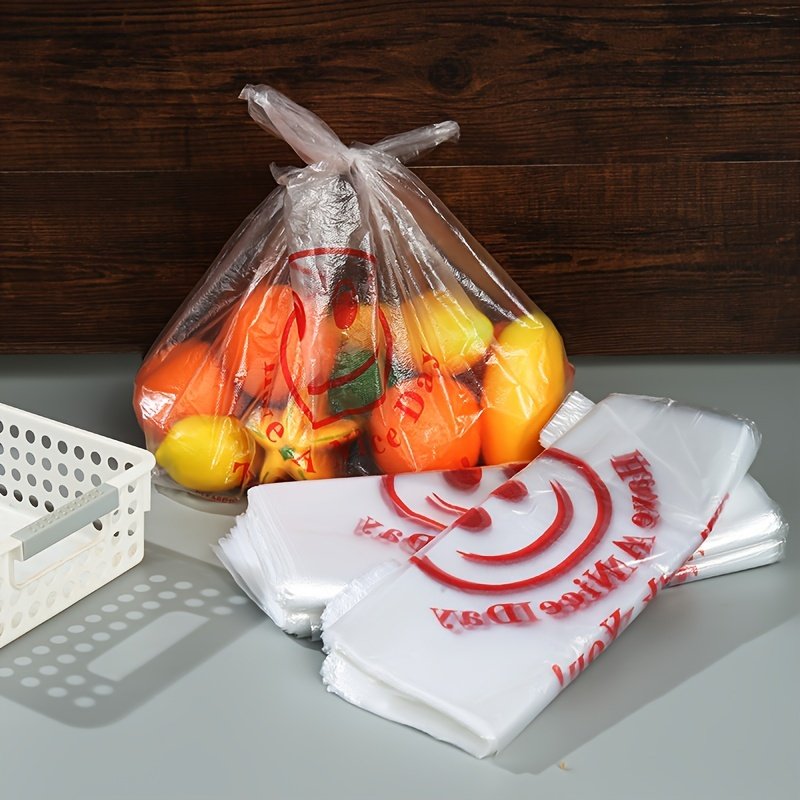 Thank You For Using Plastic Bags, Plastic Shopping Bags With Handles- Perfect For Restaurants, Shopping Malls, Grocery Stores