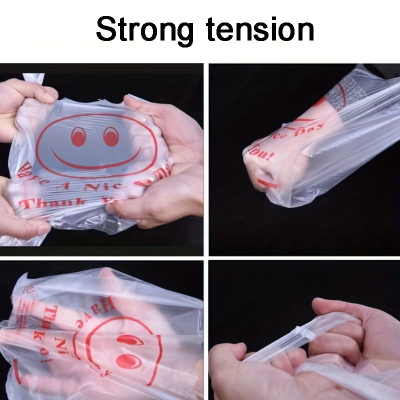 Thank You For Using Plastic Bags, Plastic Shopping Bags With Handles- Perfect For Restaurants, Shopping Malls, Grocery Stores