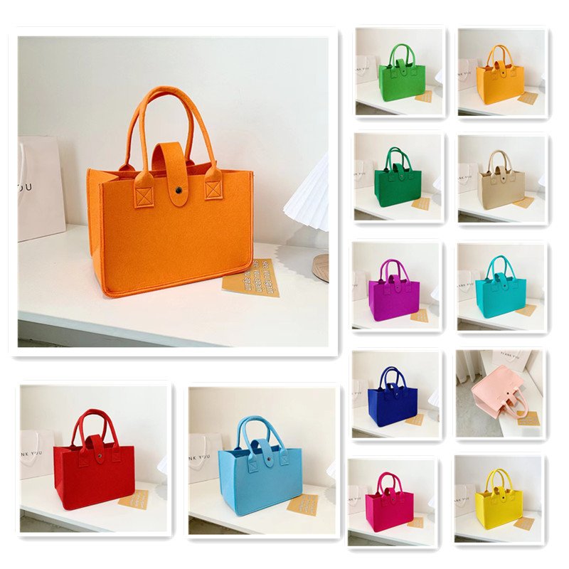 Wholesale Hot Selling Custom Color High-capacity Color Block Felt Tote Bag Gift Shopping Bag For Traveling