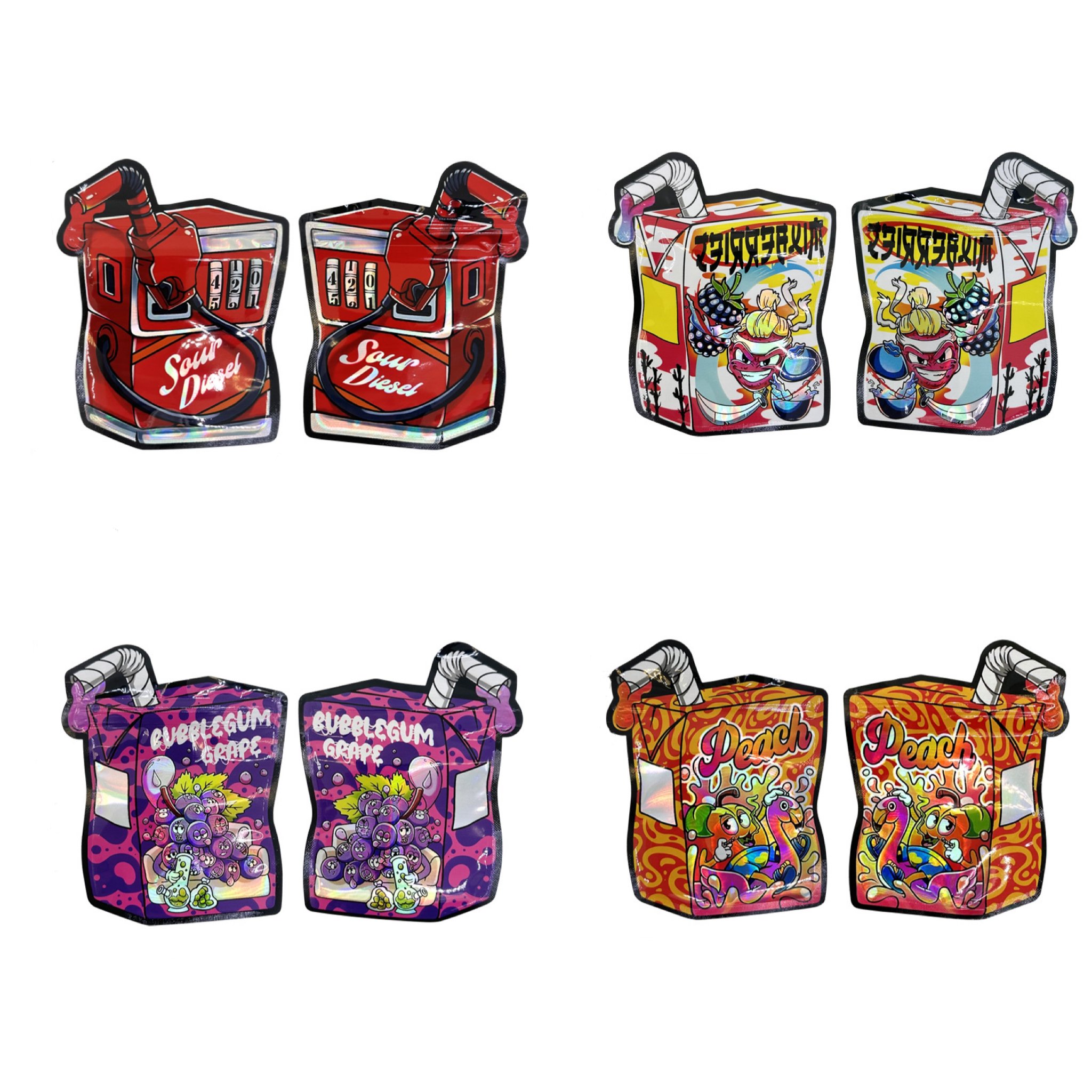 In Stock Die Cut Shape Smell Proof Child Resistant Proof Holographic Zipper Ziplock Mylar Bags