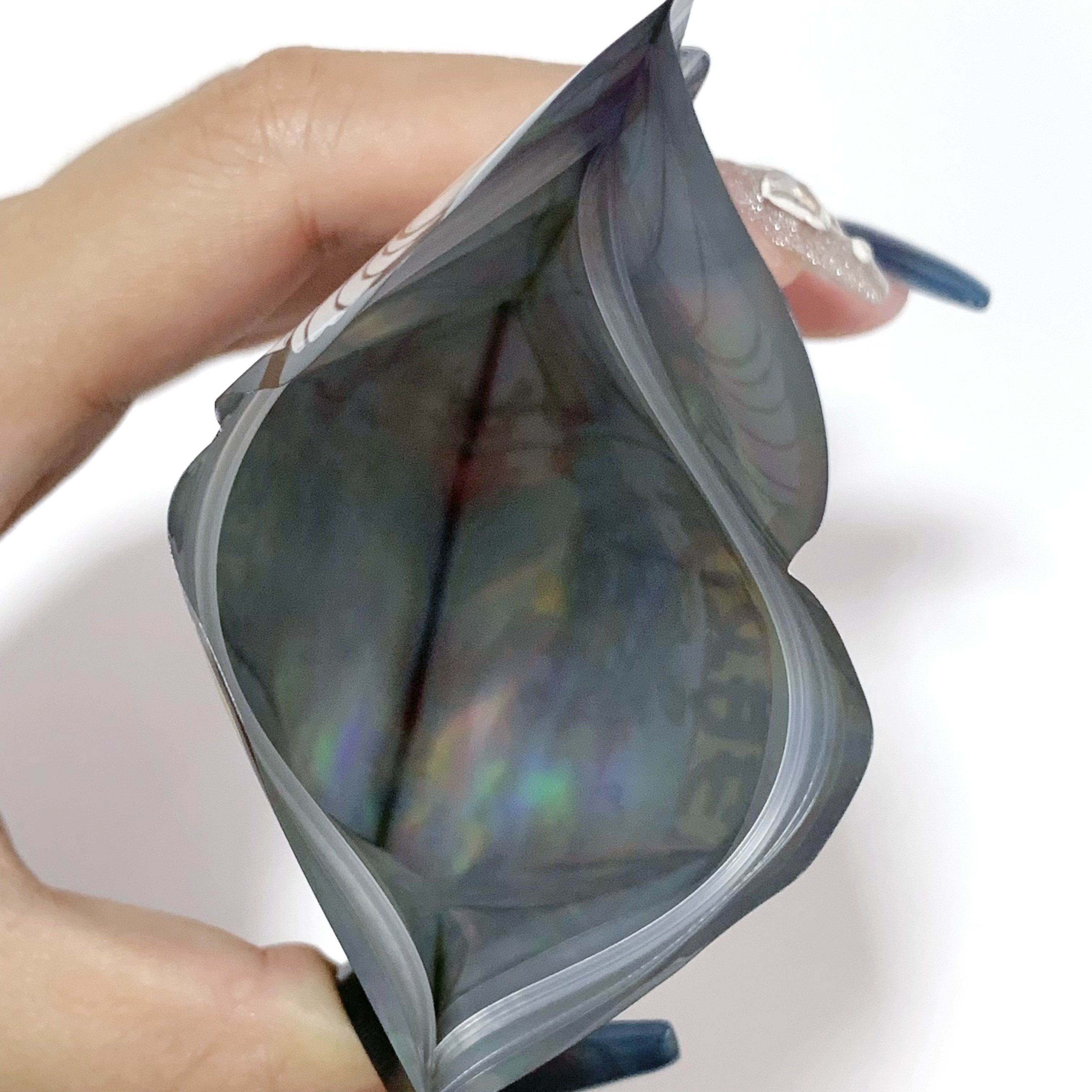 In Stock Die Cut Shape Smell Proof Child Resistant Proof Holographic Zipper Ziplock Mylar Bags