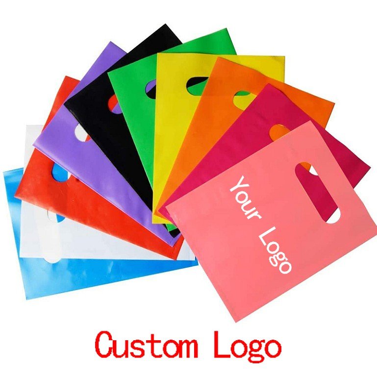 Custom Printed Cheap Die Cut Handle Ldpe Pe Shopping Plastic Carry Handle Bags