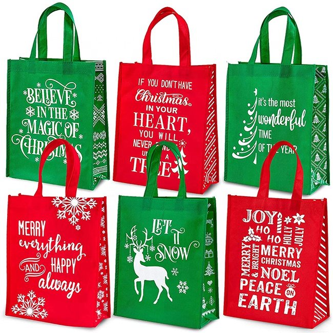 Friendly reusable grocery recycled ecobag pp nonwoven bags laminated non woven fabric carry shopping bag with custom print logo