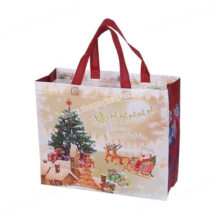 Friendly reusable grocery recycled ecobag pp nonwoven bags laminated non woven fabric carry shopping bag with custom print logo