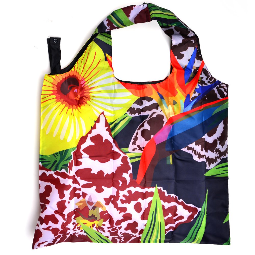 Eco friendly rPET 190T 210D Reusable foldable shopping bag Custom Logo RPET Folding Shopping Bags